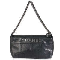 Chanel Vintage Black Square Quilted Calfskin LAX Pochette Handbag fv