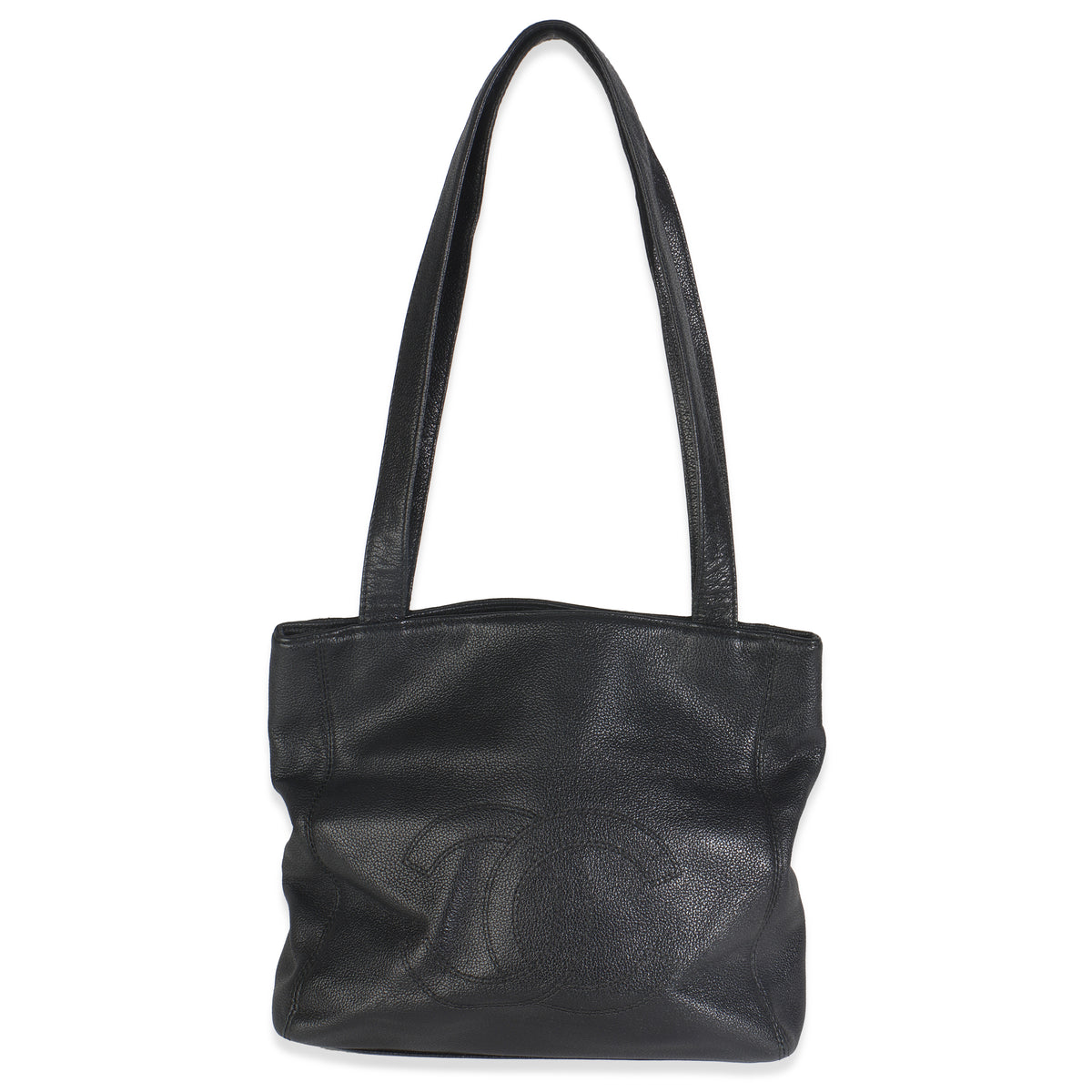 Chanel Vintage Black Caviar Timeless CC Tote Handbag fv