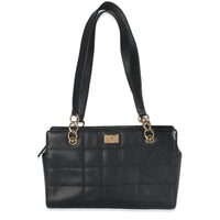 Chanel Vintage Black Square Stitch Caviar Shoulder Tote Handbag fv