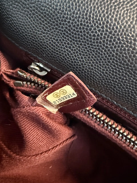 Black Quilted Caviar Medium Coco Top Handle Handbag