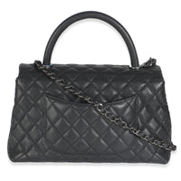 Black Quilted Caviar Medium Coco Top Handle Handbag