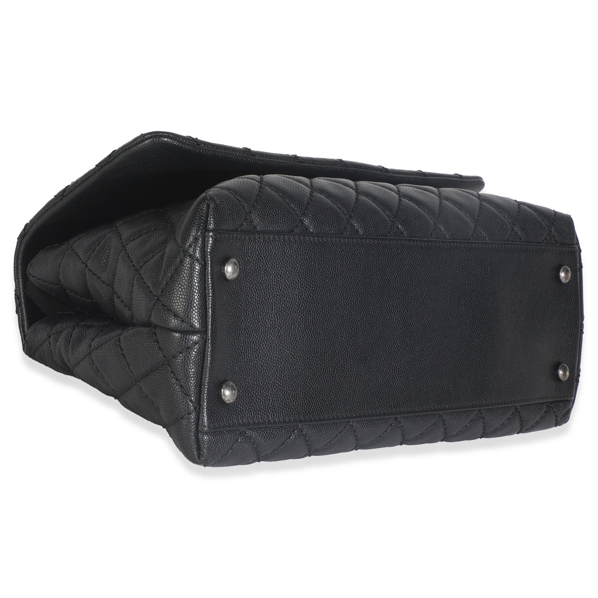 Black Quilted Caviar Medium Coco Top Handle Handbag