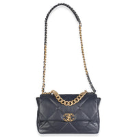 Navy Quilted Lambskin Medium Chanel 19 Flap Bag