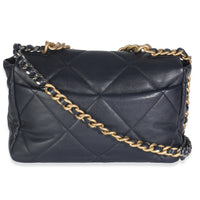 Navy Quilted Lambskin Medium Chanel 19 Flap Bag