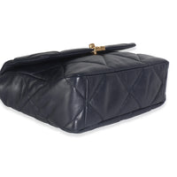Navy Quilted Lambskin Medium Chanel 19 Flap Bag