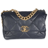 Navy Quilted Lambskin Medium Chanel 19 Flap Bag