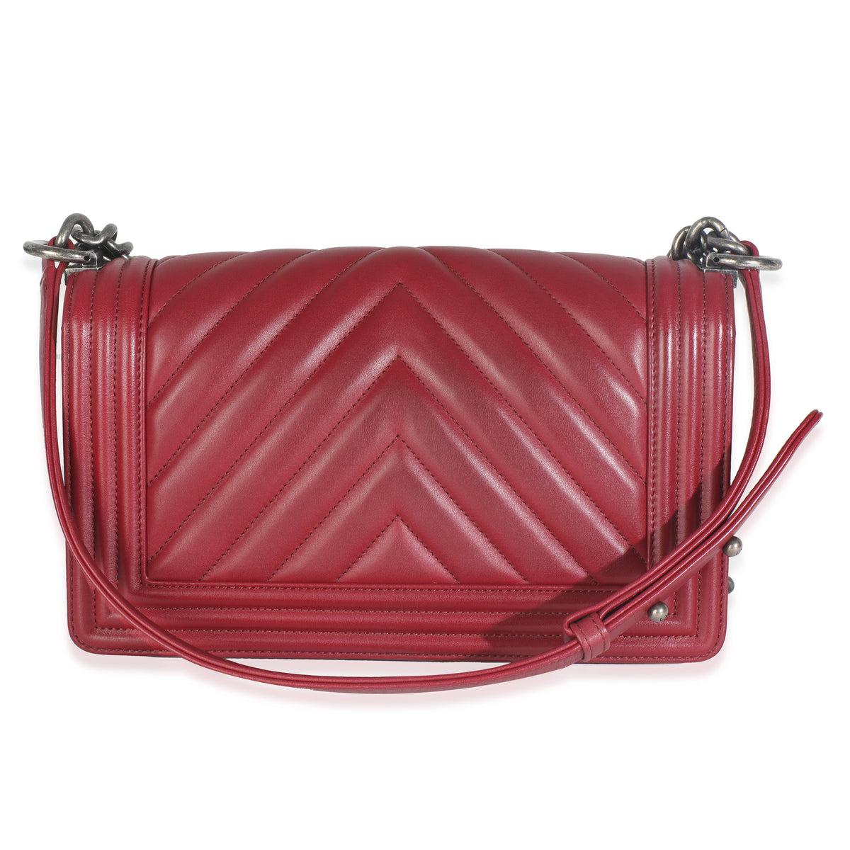 Burgundy Chevron Lambskin Medium Boy Bag