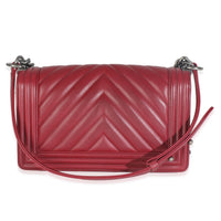 Burgundy Chevron Lambskin Medium Boy Bag
