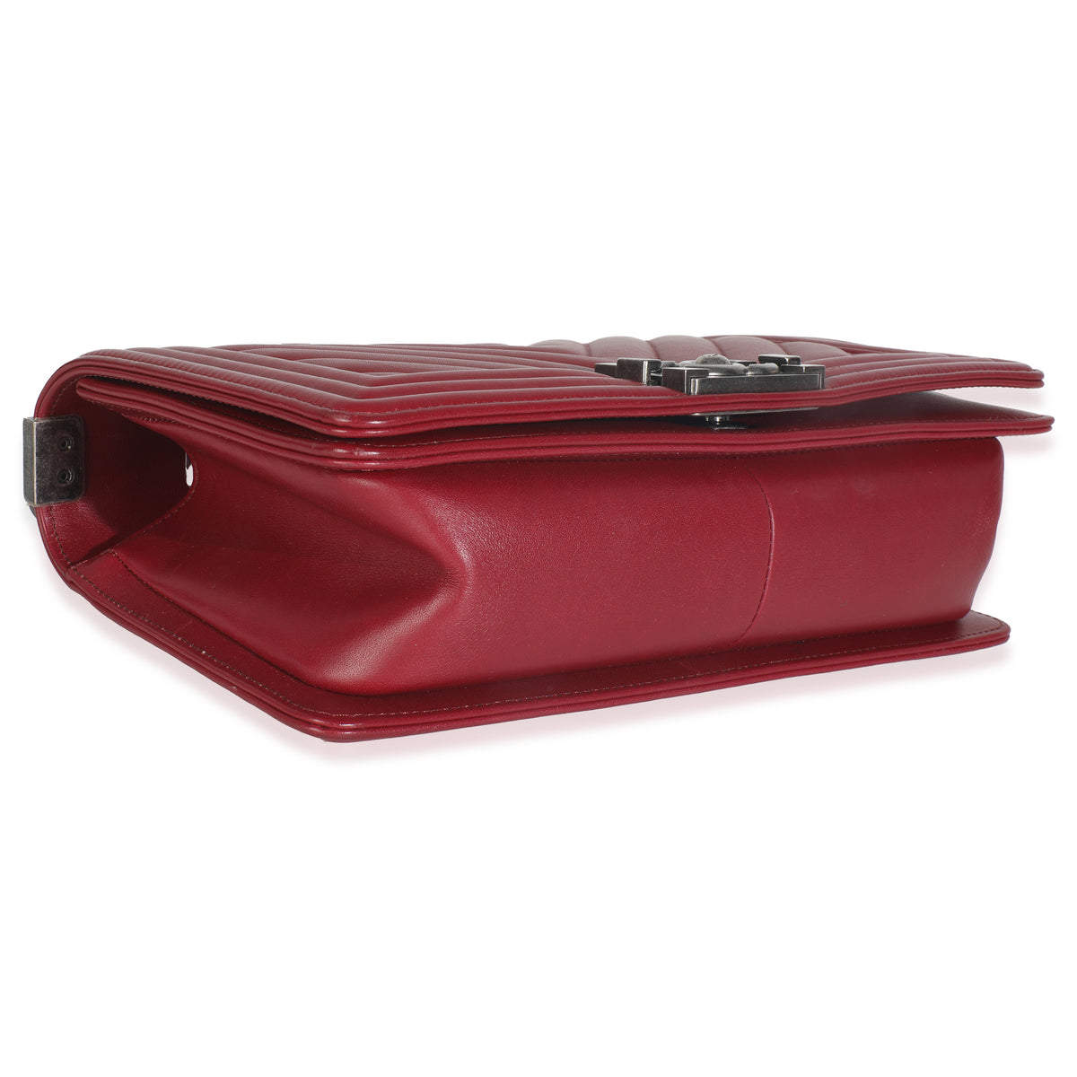 Burgundy Chevron Lambskin Medium Boy Bag