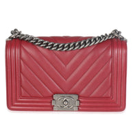 Burgundy Chevron Lambskin Medium Boy Bag