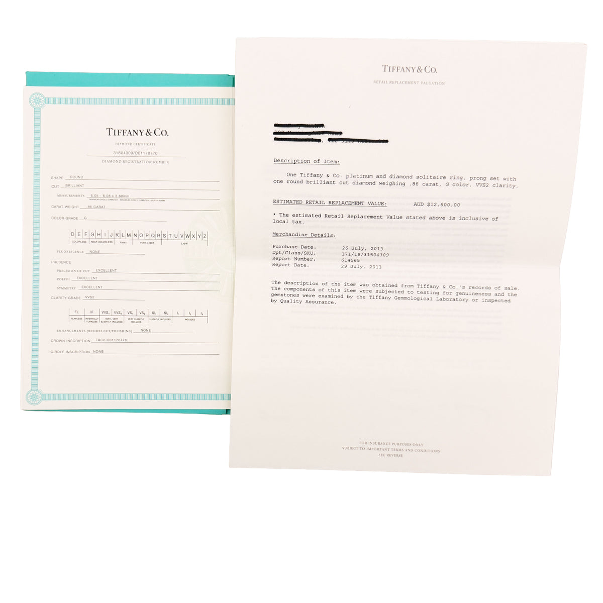 0.86 ct Round Brilliant Diamond Engagement Ring