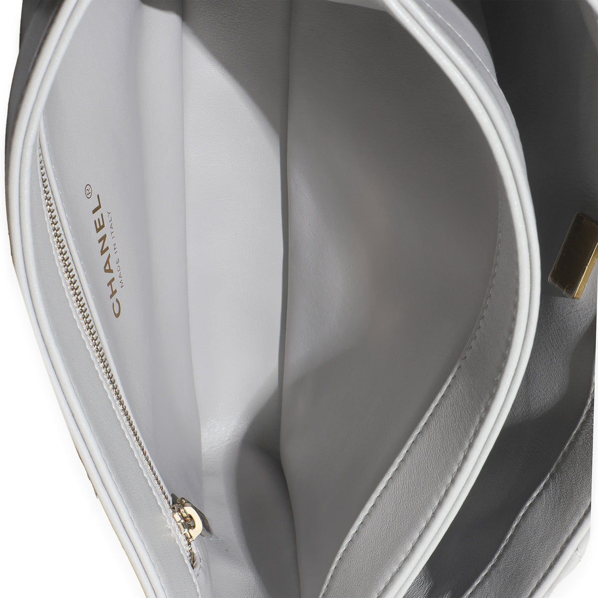 22B Light Grey Quilted Lambskin Small Trendy CC Dual Handle Flap Bag