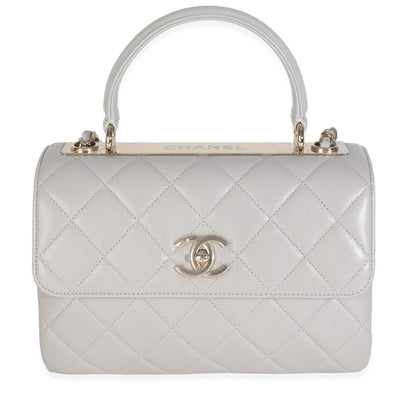 22B Light Grey Quilted Lambskin Small Trendy CC Dual Handle Flap Bag