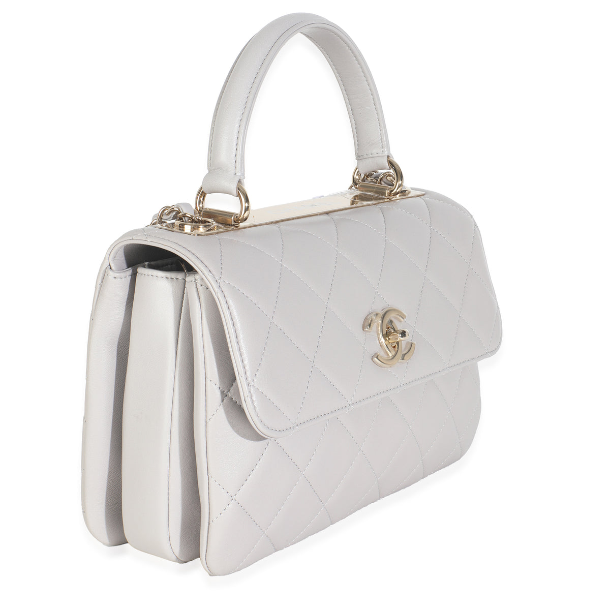 22B Light Grey Quilted Lambskin Small Trendy CC Dual Handle Flap Bag