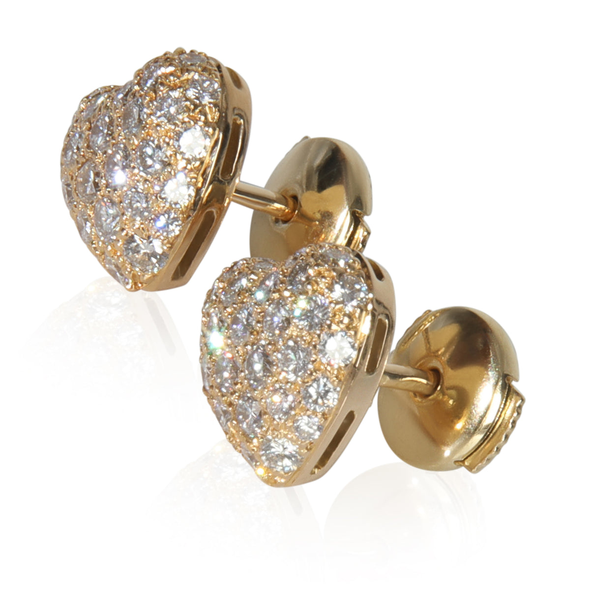 Yellow Gold Diamond Vintage Heart Earrings