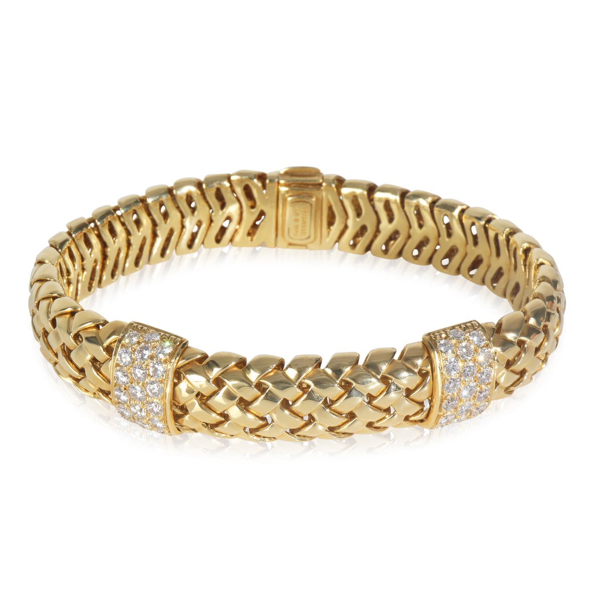 Yellow Gold Diamond Vintage Vannerie Bracelet