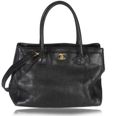 Vintage Black Grained Calfskin Cerf Executive Tote