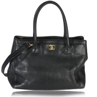 Vintage Black Grained Calfskin Cerf Executive Tote