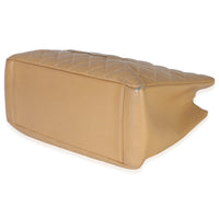 Beige Quilted Caviar Grand Shopper Tote