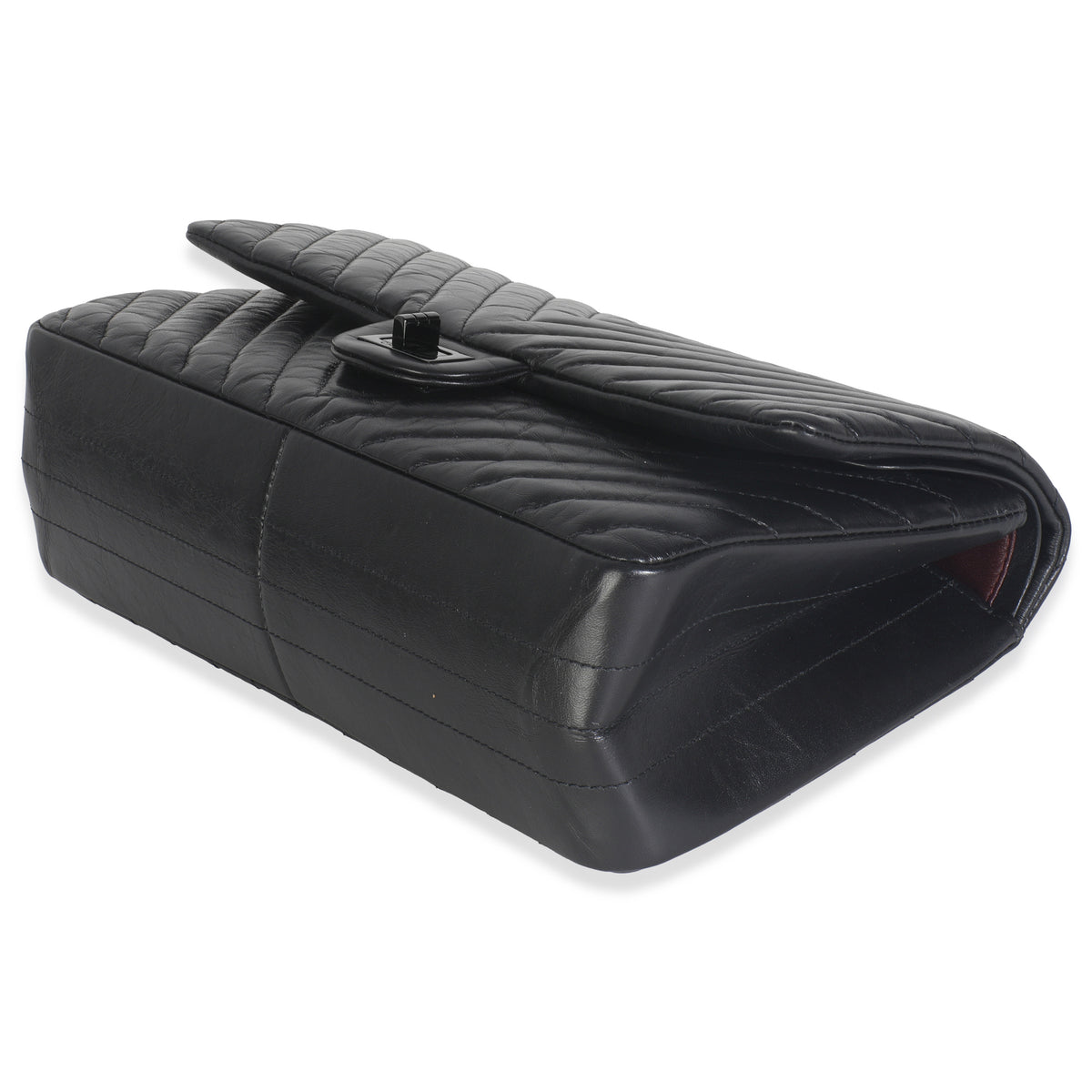 Aged Calfskin Chevron 2.55 So Black Reissue 226 Flap Bag