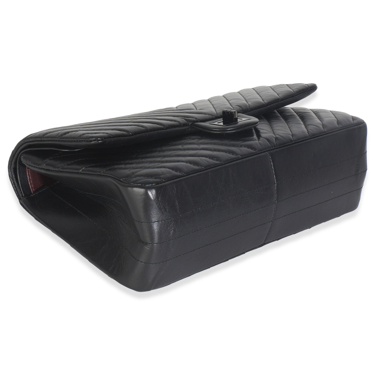 Aged Calfskin Chevron 2.55 So Black Reissue 226 Flap Bag
