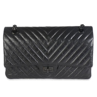 Aged Calfskin Chevron 2.55 So Black Reissue 226 Flap Bag