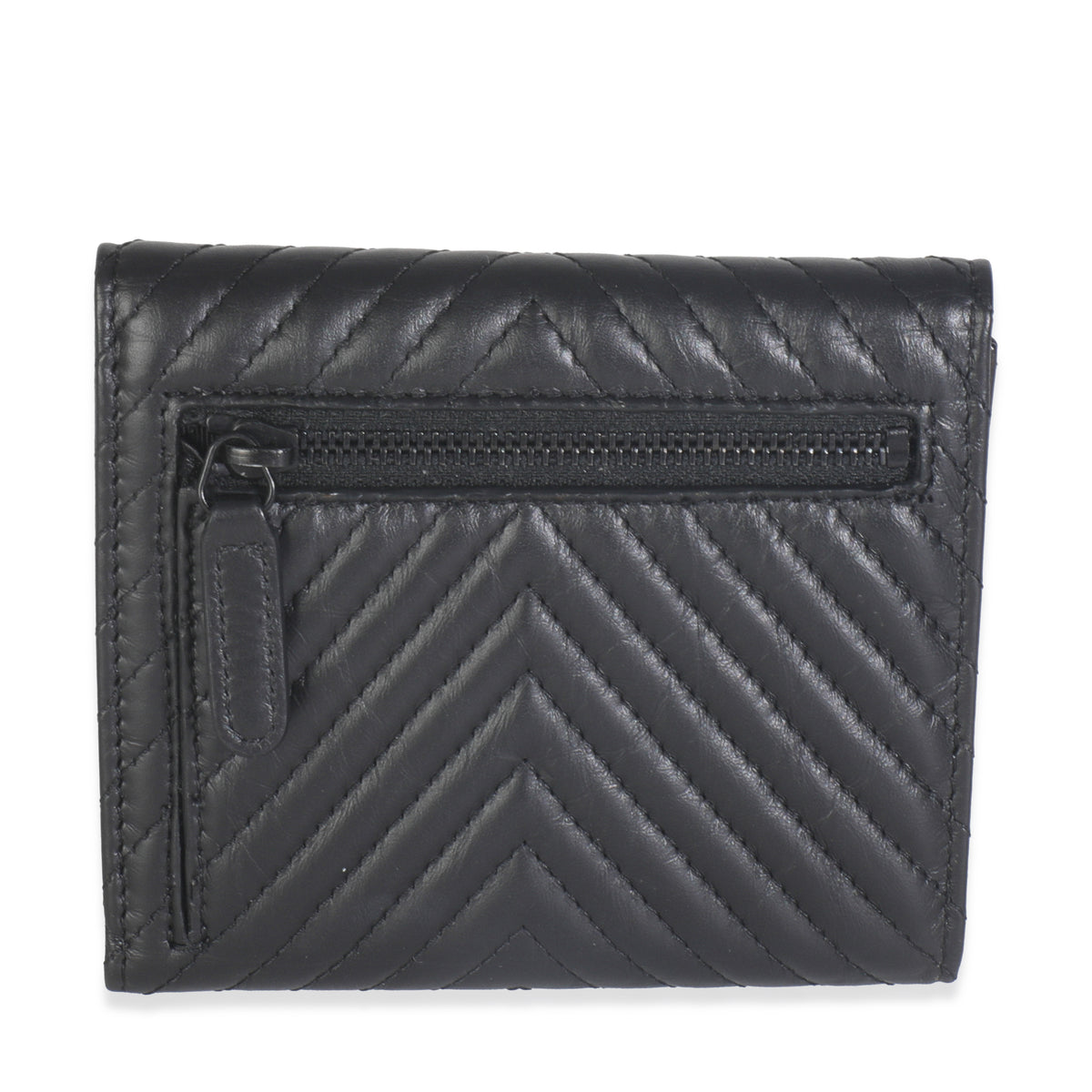 Aged Calfskin Chevron So Black Reissue Compact Wallet