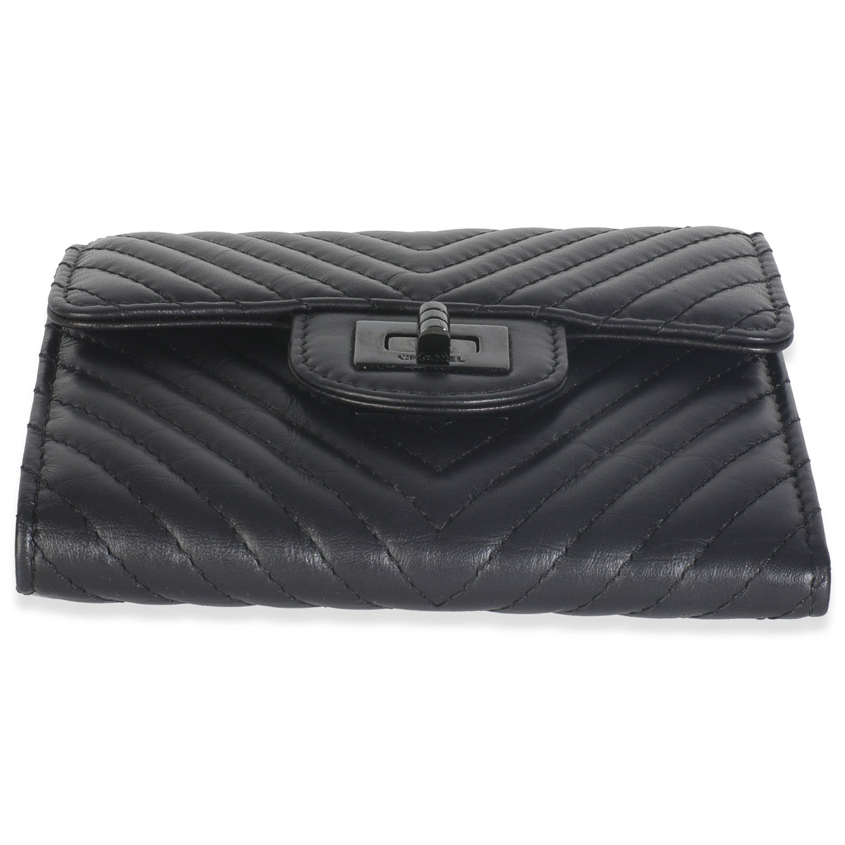 Aged Calfskin Chevron So Black Reissue Compact Wallet