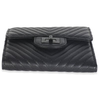 Aged Calfskin Chevron So Black Reissue Compact Wallet