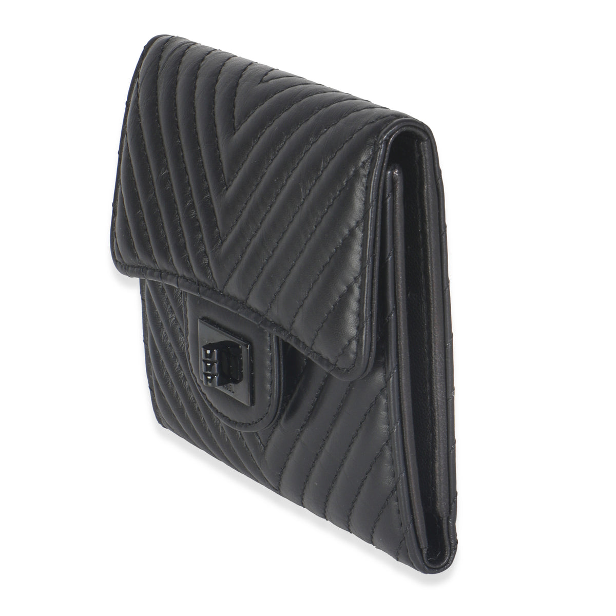 Aged Calfskin Chevron So Black Reissue Compact Wallet