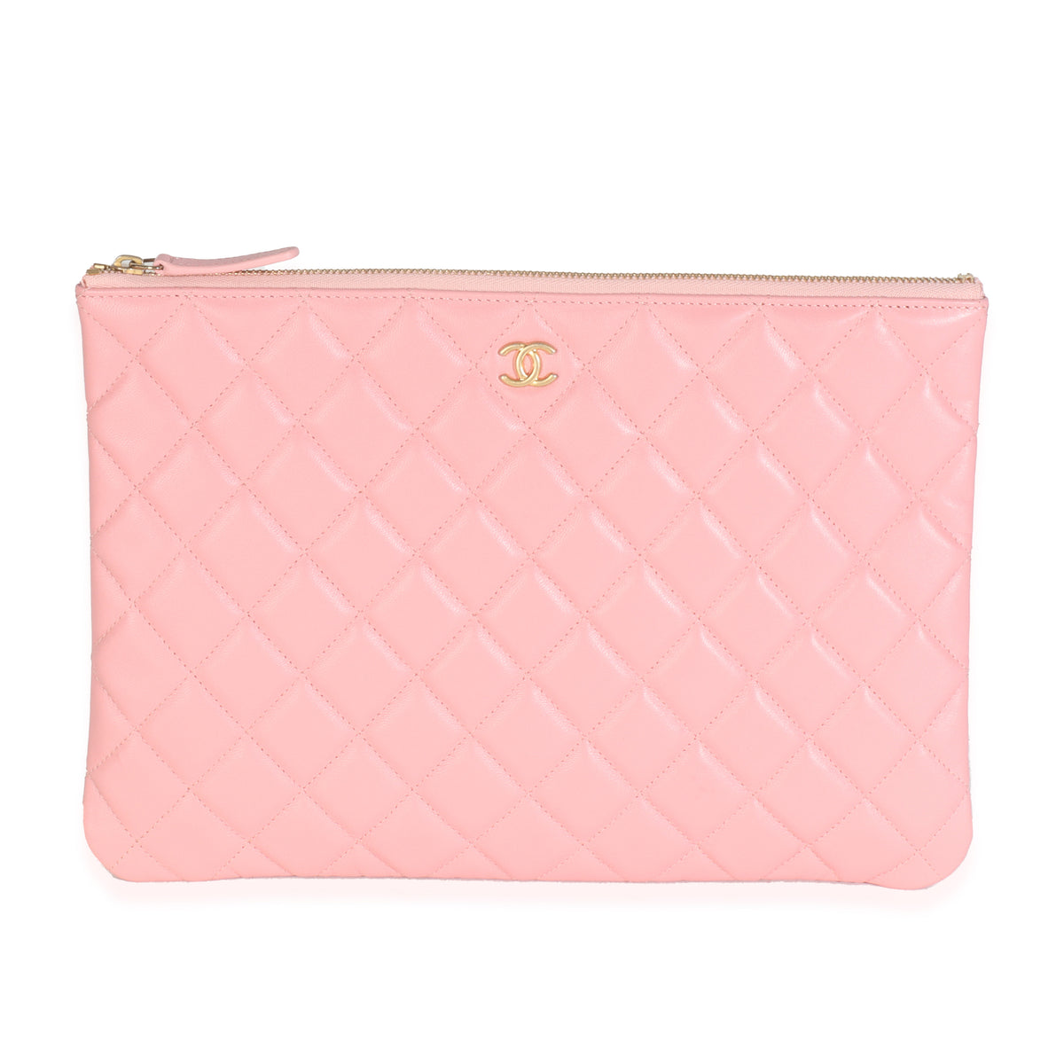 Pink Quilted Lambskin Large O-Case