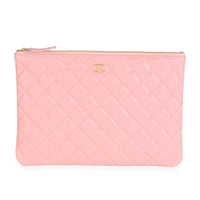 Pink Quilted Lambskin Large O-Case