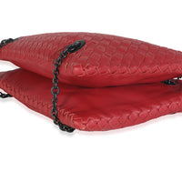 Burgundy Nappa Intrecciato Duo Shoulder Bag