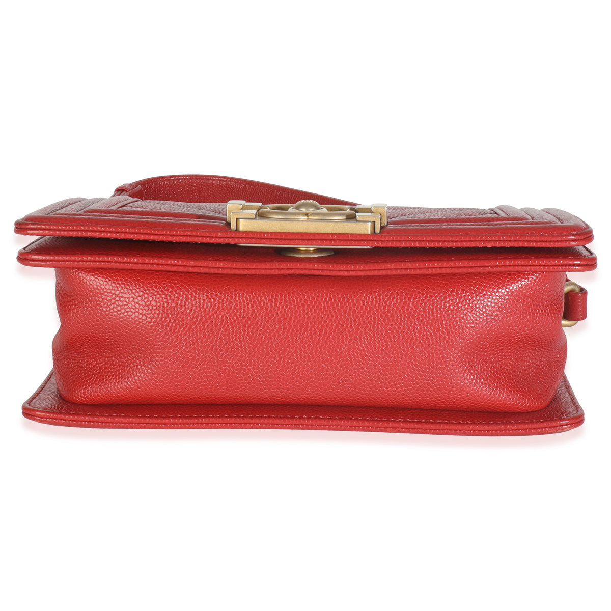 Red Quilted Caviar Chevron Small Boy Handbag