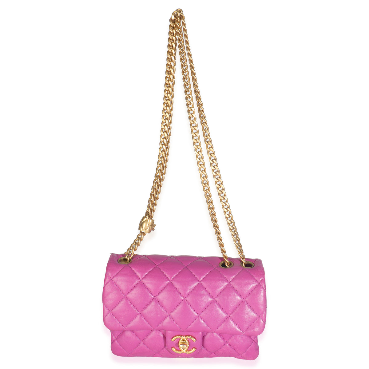 Chanel Purple Shiny Aged Quilted Calfskin Small Pillow Crush Flap Bag Handbag av