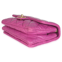 Chanel Purple Shiny Aged Quilted Calfskin Small Pillow Crush Flap Bag Handbag box