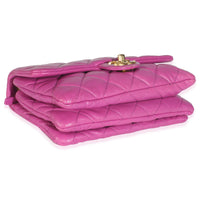 Chanel Purple Shiny Aged Quilted Calfskin Small Pillow Crush Flap Bag Handbag clasp