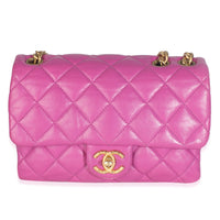 Chanel Purple Shiny Aged Quilted Calfskin Small Pillow Crush Flap Bag Handbag fv