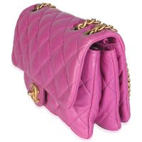 Chanel Purple Shiny Aged Quilted Calfskin Small Pillow Crush Flap Bag Handbag sv