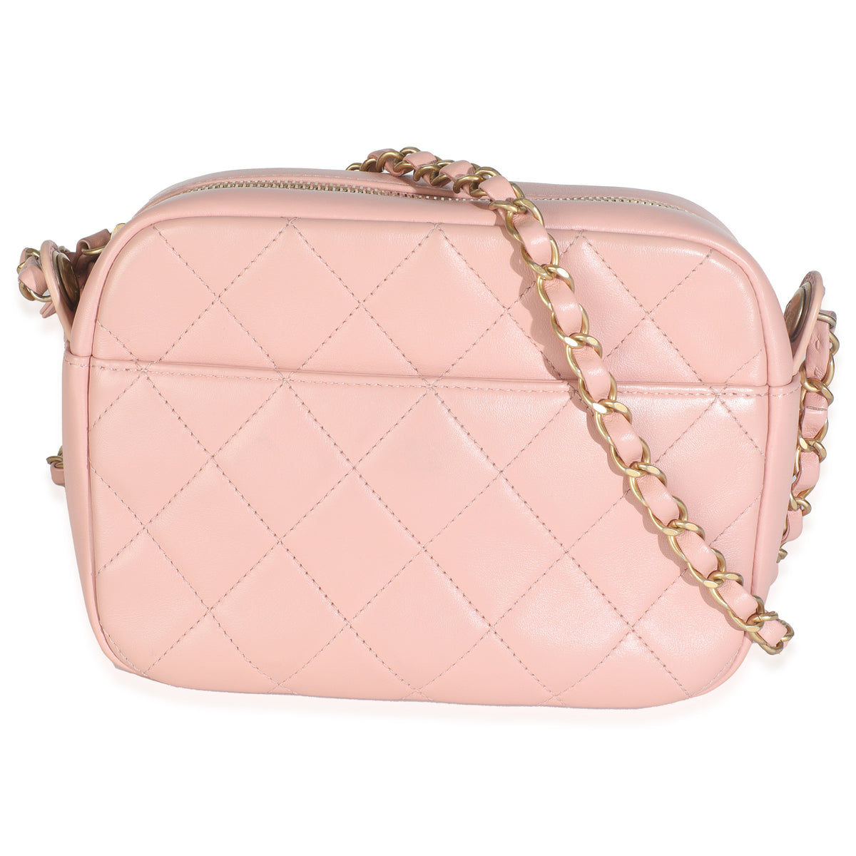 Light Pink Quilted Calfskin Small Enchained Camera Bag