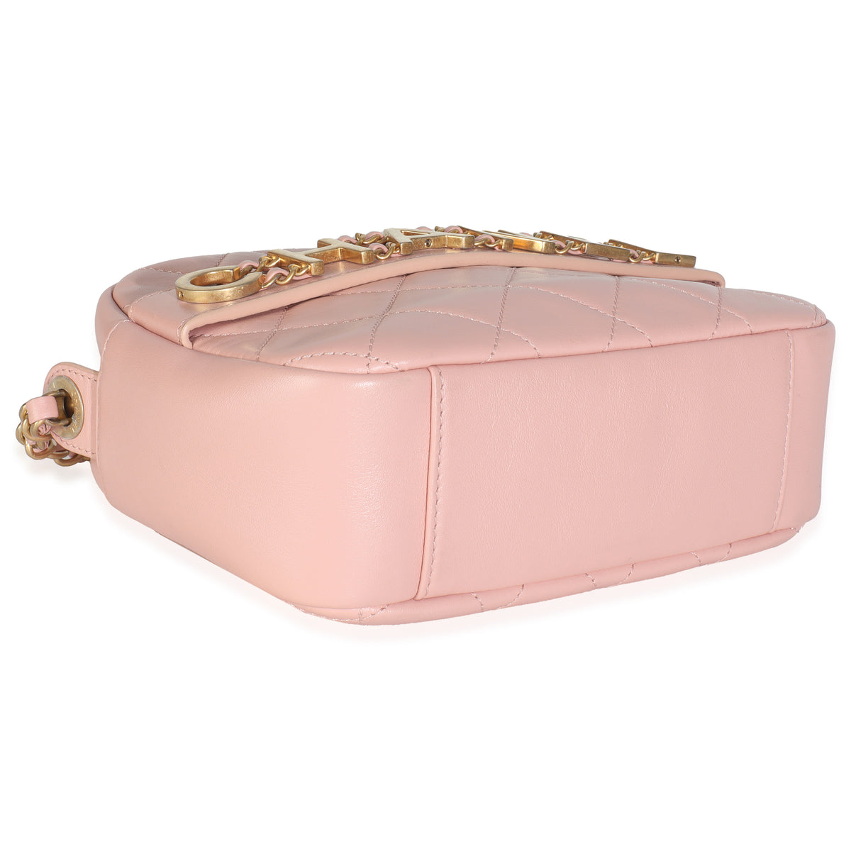 Light Pink Quilted Calfskin Small Enchained Camera Bag