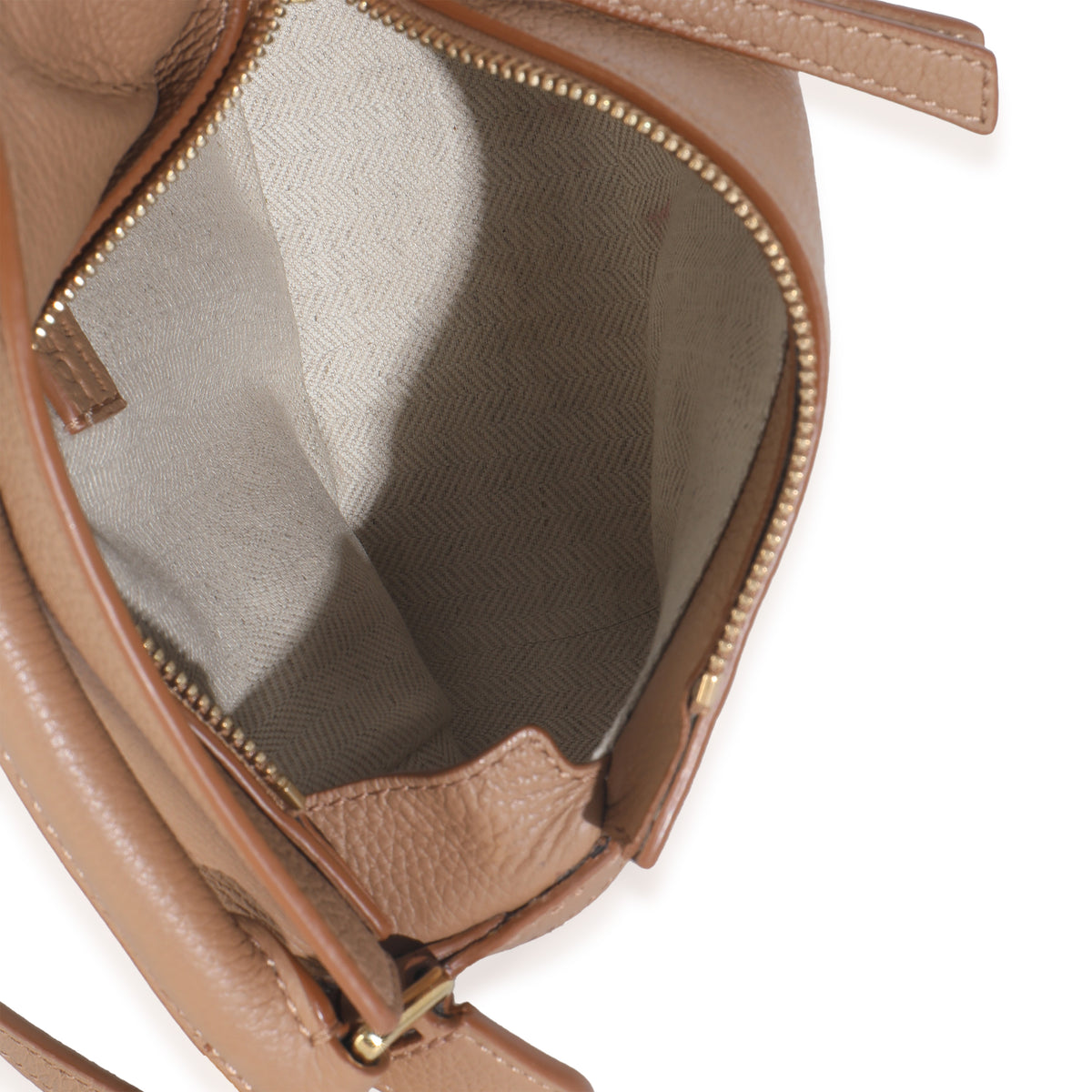 Tan Grained Calfskin Mini Puzzle Edge Bag