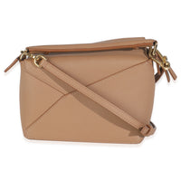 Tan Grained Calfskin Mini Puzzle Edge Bag