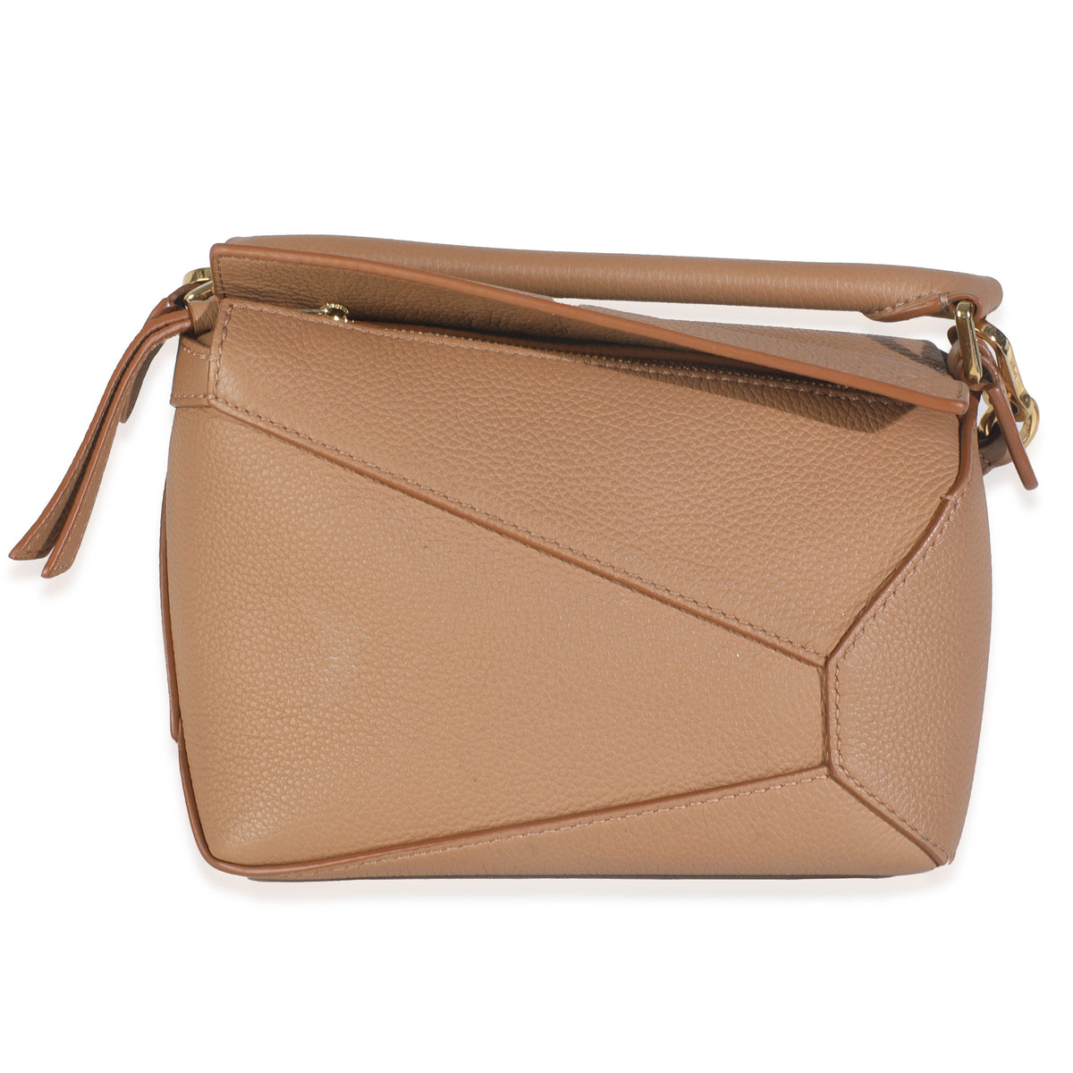 Tan Grained Calfskin Mini Puzzle Edge Bag