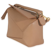 Tan Grained Calfskin Mini Puzzle Edge Bag