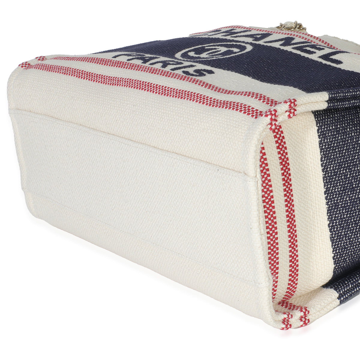 Navy Red Beige Striped Canvas Medium Deauville Tote