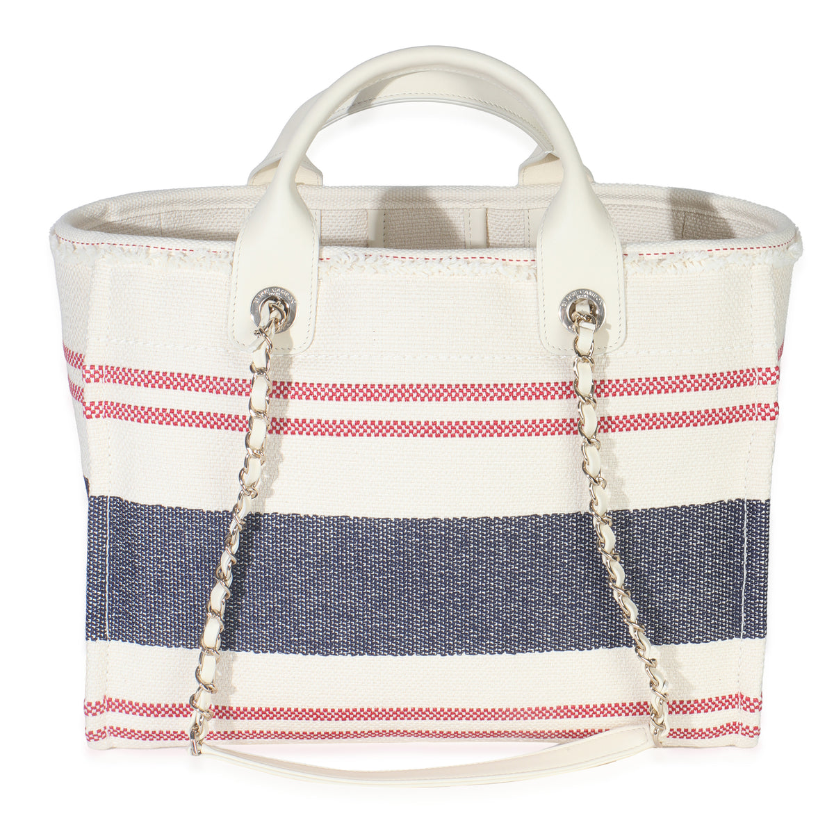 Navy Red Beige Striped Canvas Medium Deauville Tote