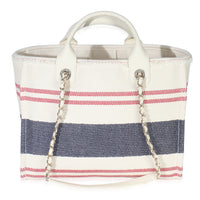 Navy Red Beige Striped Canvas Medium Deauville Tote