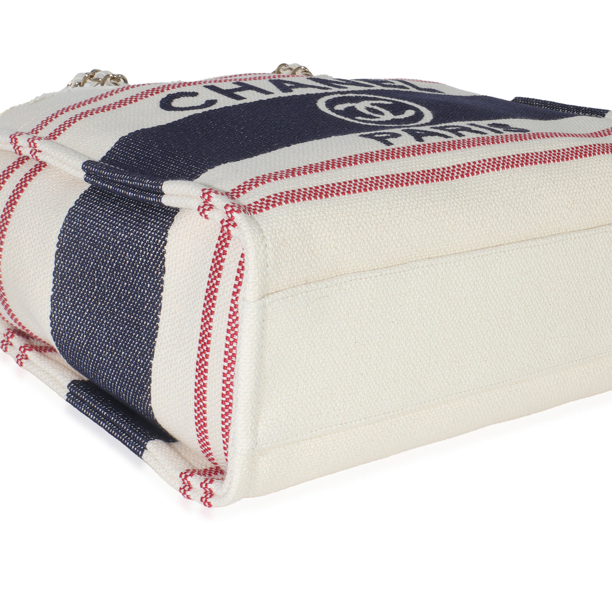 Navy Red Beige Striped Canvas Medium Deauville Tote