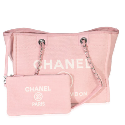 Chanel Pink Canvas Medium Deauville Shopping Tote Handbag id